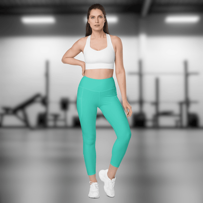 Gym Bag Essentials Leggings with Pockets - Teal - Gym Bag Essentials