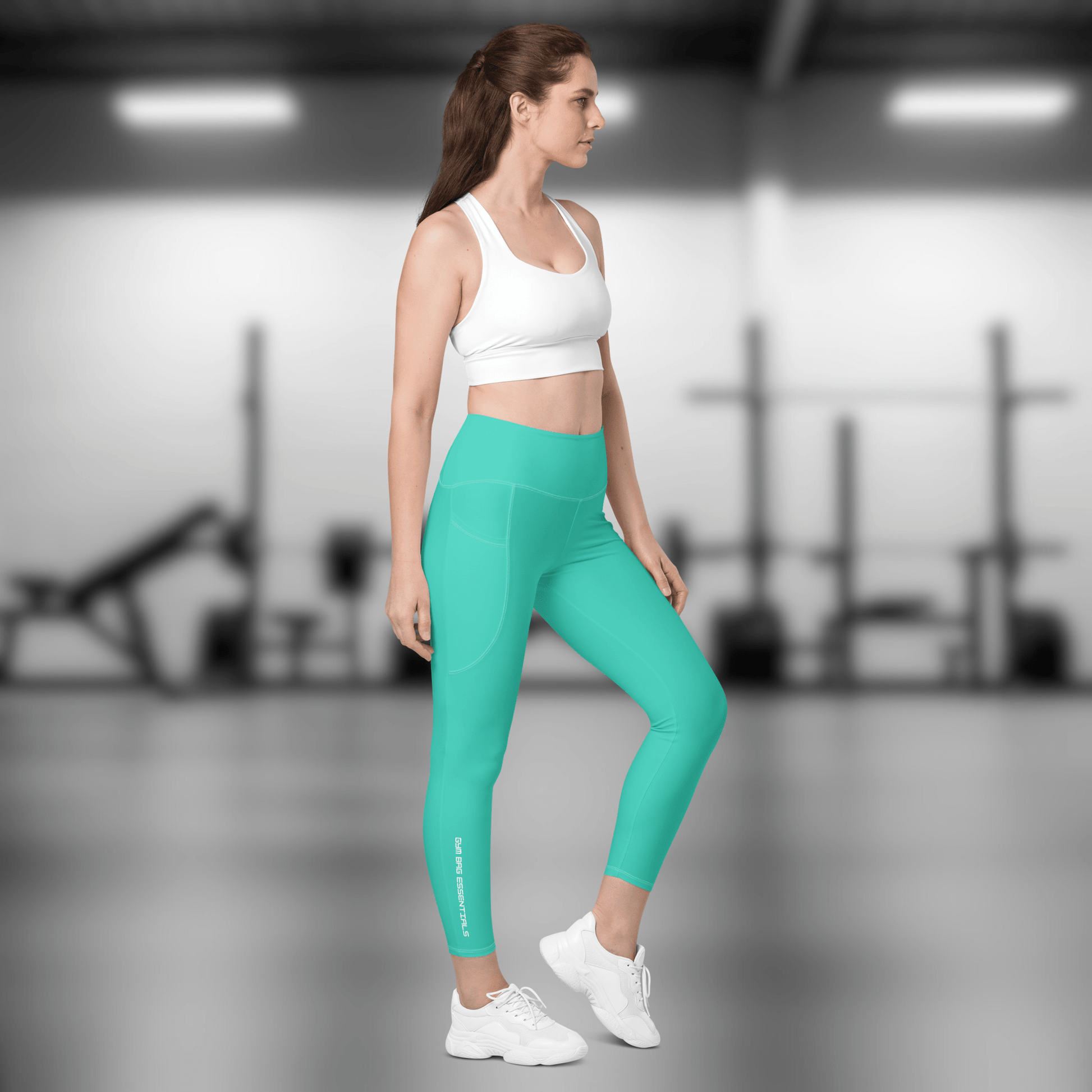 Gym Bag Essentials Leggings with Pockets - Teal - Gym Bag Essentials