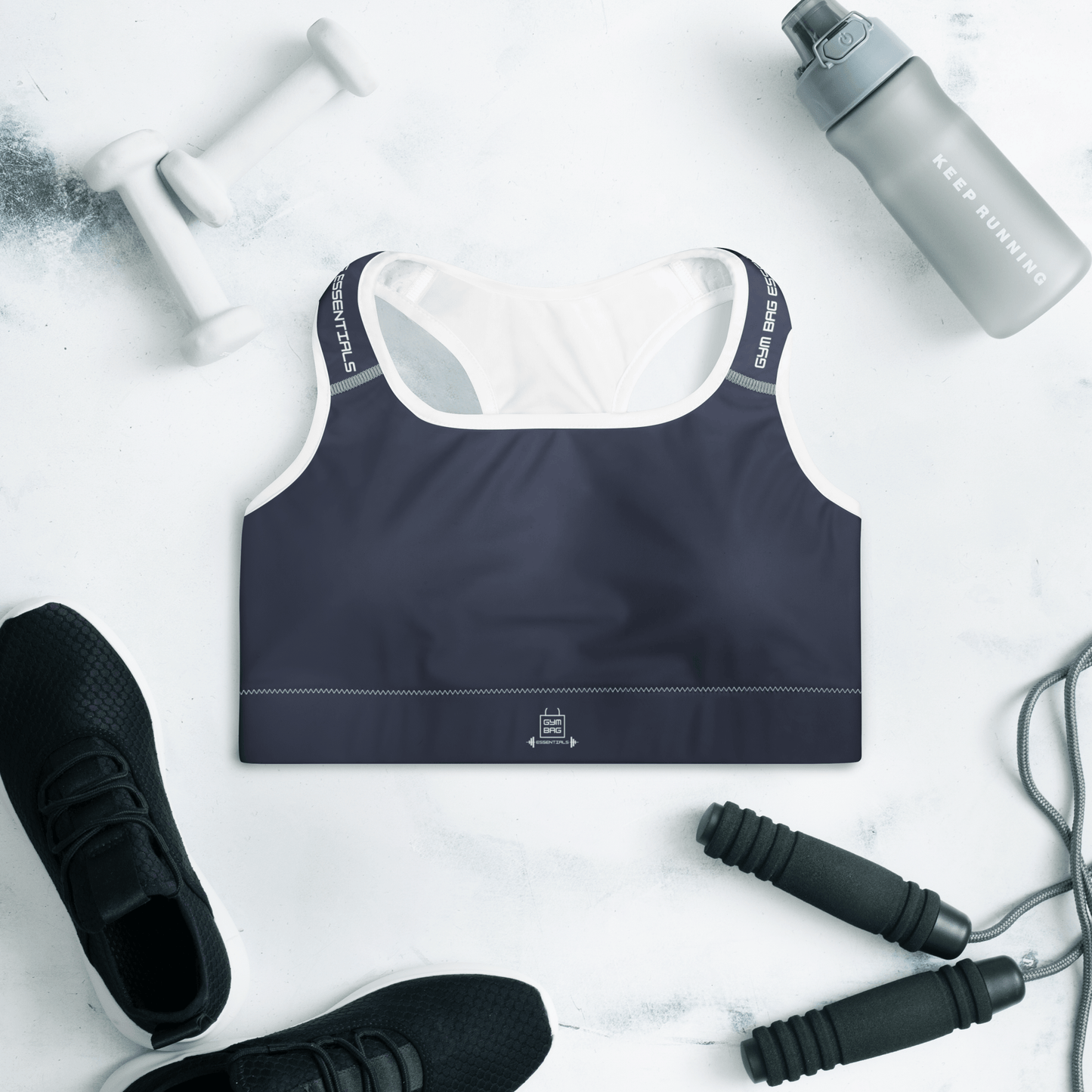 Gym Bag Essentials Padded Sports Bra - Navy - Gym Bag Essentials
