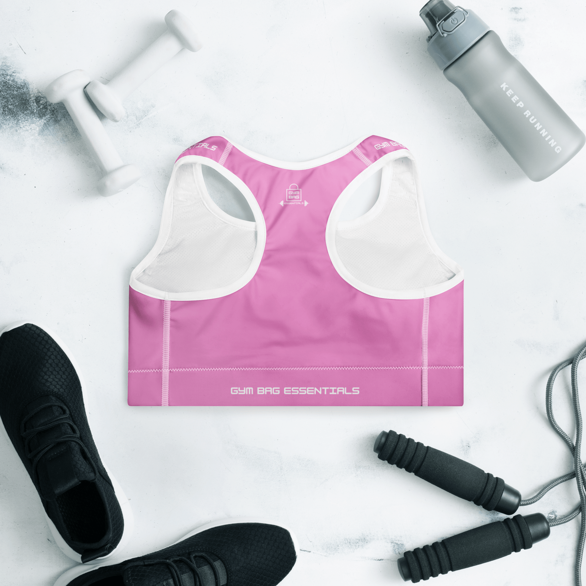 Gym Bag Essentials Padded Sports Bra - Pink - Gym Bag Essentials