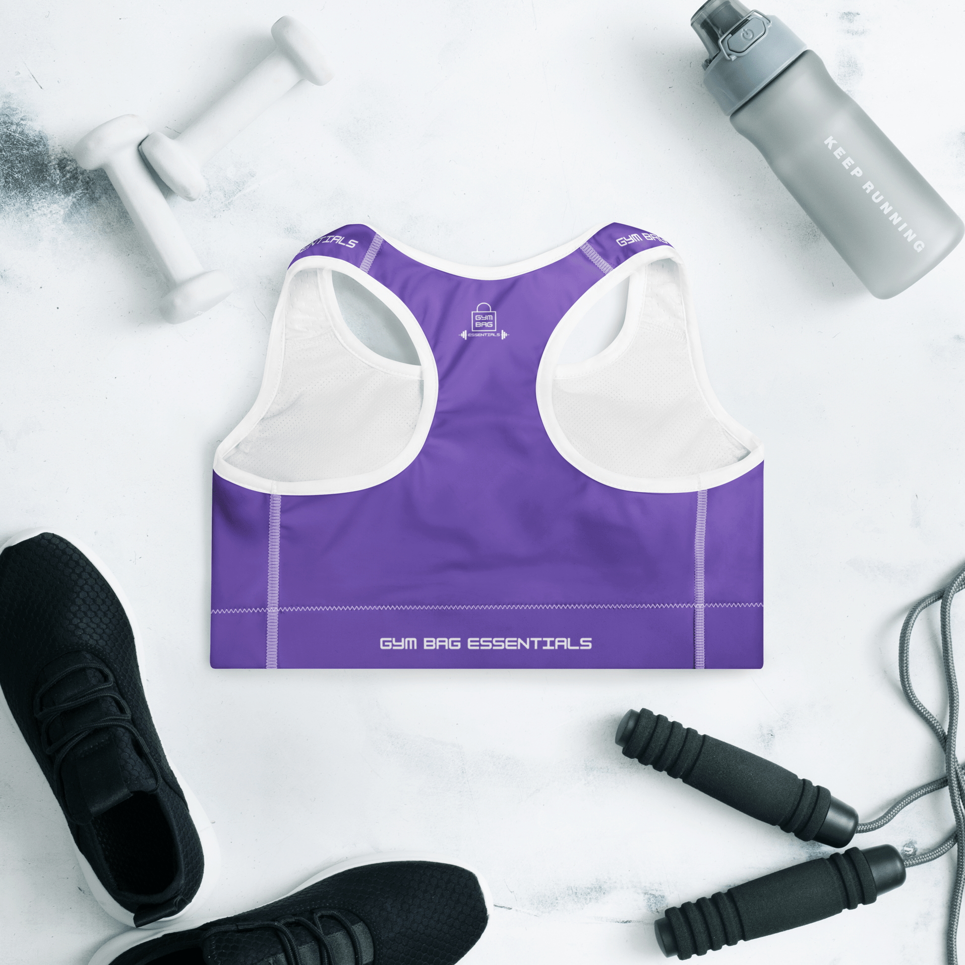 Gym Bag Essentials Padded Sports Bra - Purple - Gym Bag Essentials