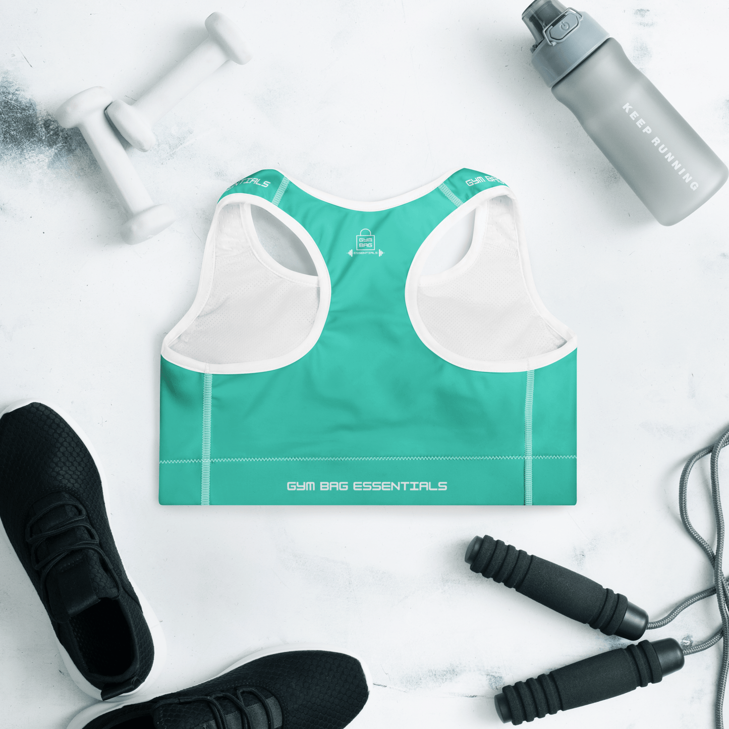 Gym Bag Essentials Padded Sports Bra - Teal - Gym Bag Essentials