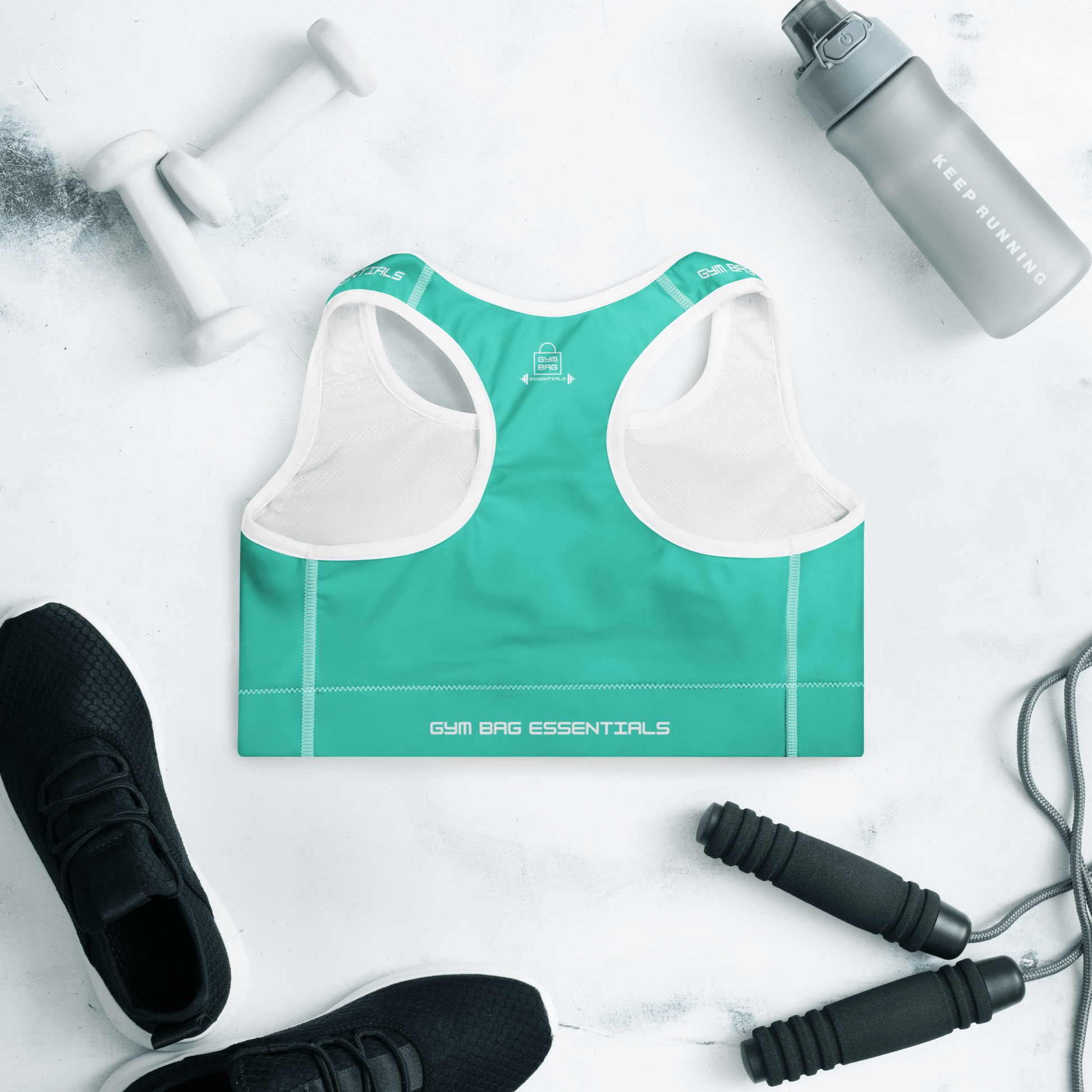 Gym Bag Essentials Padded Sports Bra - Teal - Gym Bag Essentials