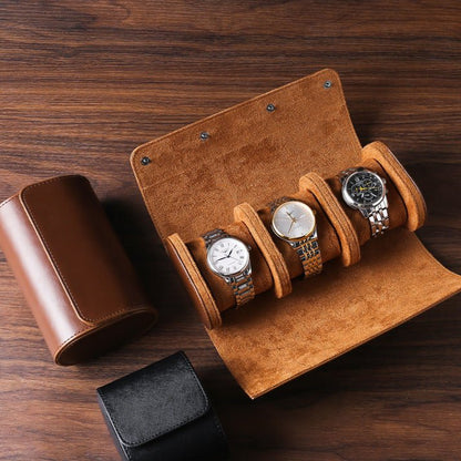 Luxury Leather Watch Travel Storage Roll - Gym Bag Essentials