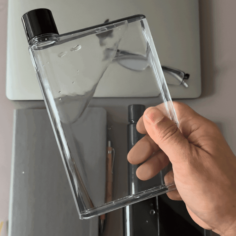 Notebook Size Flat Water Bottle - Gym Bag Essentials