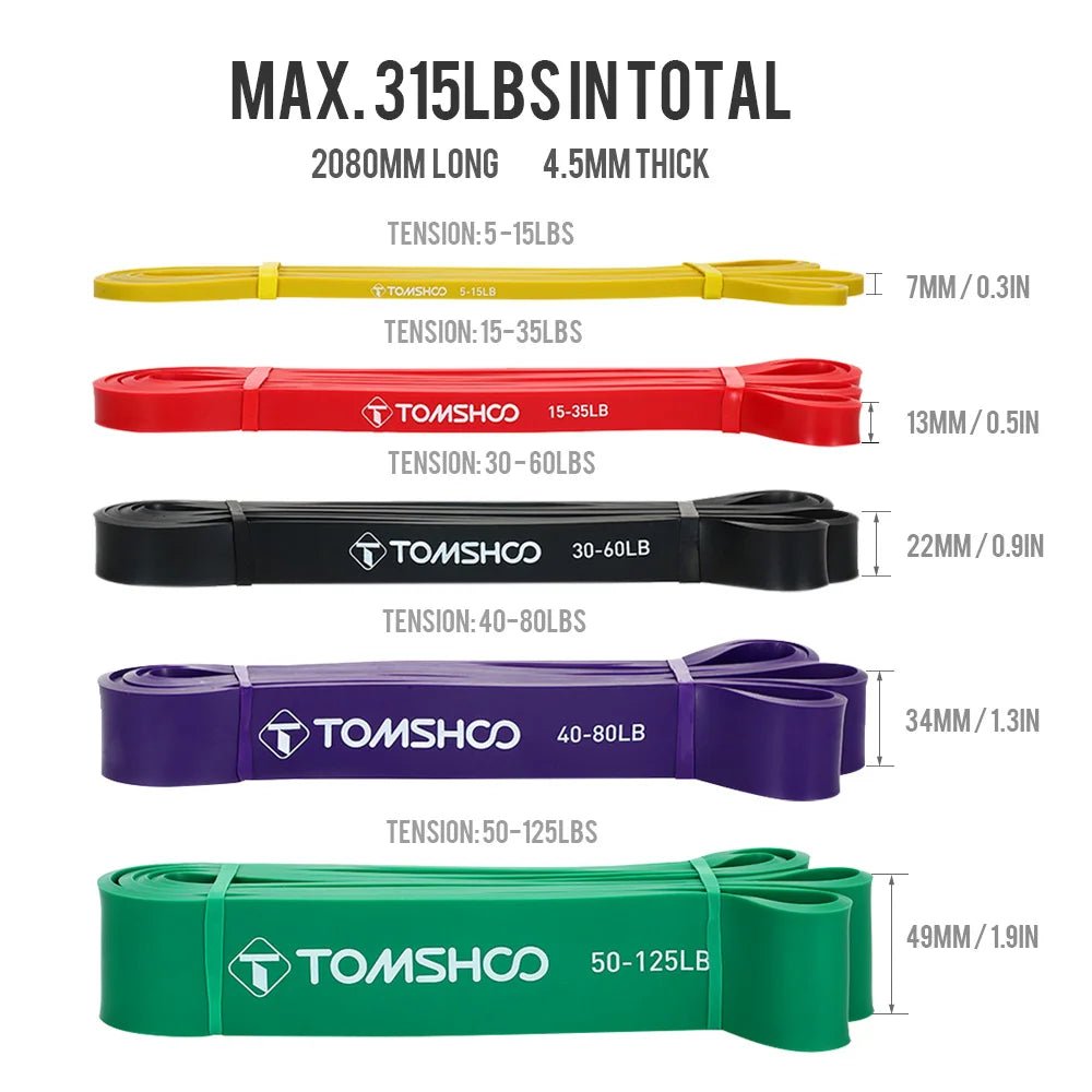 Resistance Band Set - 5 Resistance Levels - Gym Bag Essentials